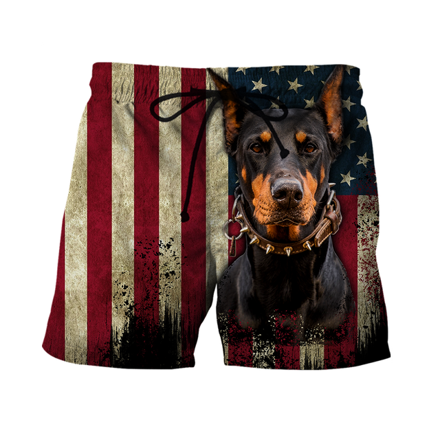 Doberman Pinscher American Flag 3D All Over Print Hoodie