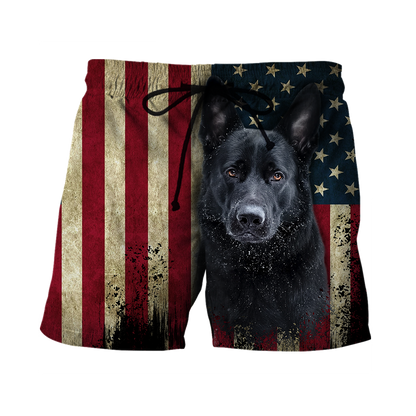 Black German Shepherd American Flag 3D All Over Print Hoodie