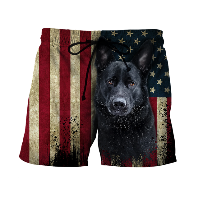 Black German Shepherd American Flag 3D All Over Print Hoodie