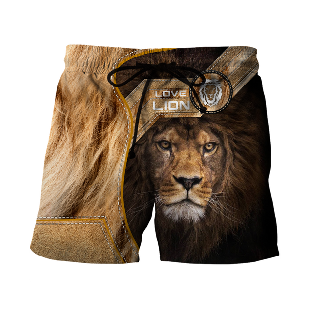 Love Lion 3D all over printed shirts for men and women TR1106201-Apparel-Huyencass-Shorts-S-Vibe Cosy™