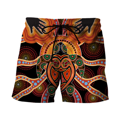 Aboriginal Turtle Touch the Sun Bedding Set, Australia Indigenous Painting Art shirts for men and women-Apparel-Huyencass-Shorts-S-Vibe Cosy™