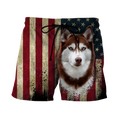 Husky Siberian American Flag 3D All Over Print Hoodie