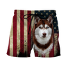 Husky Siberian American Flag 3D All Over Print Hoodie