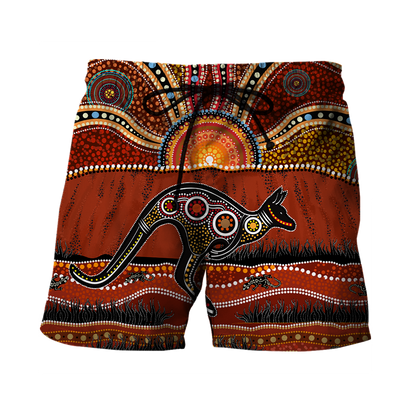 Aboriginal Kangaroo running Lizard Art summer shirts for men and women