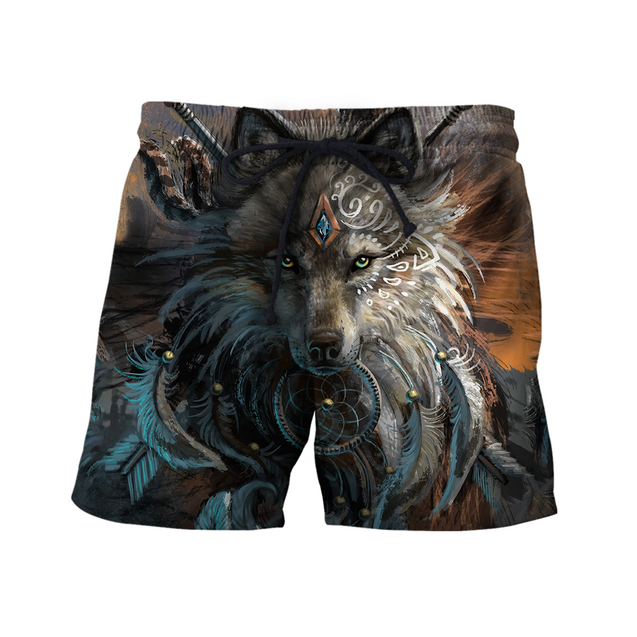 Native American Wolf Hoodie T Shirt For Men and Women HAC220401-Apparel-NM-Shorts-S-Vibe Cosy™