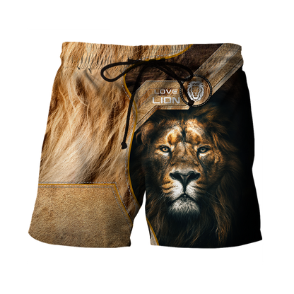 I Love Lion Over Printed Hoodie