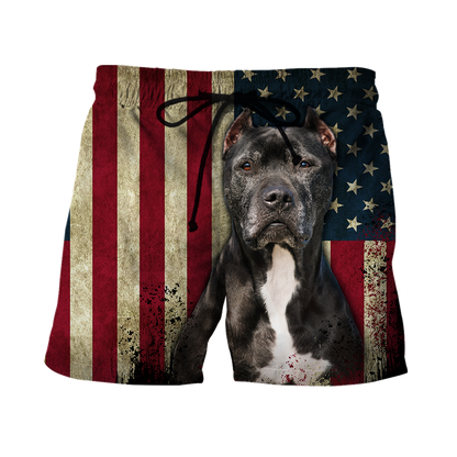 Pit Bull Terrier American Flag 3D All Over Print Hoodie