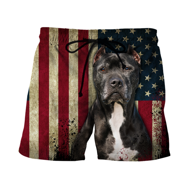 Pit Bull Terrier American Flag 3D All Over Print Hoodie