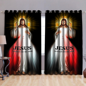 Premium 3D Design Curtain Easter Jesus Always By My Side ML