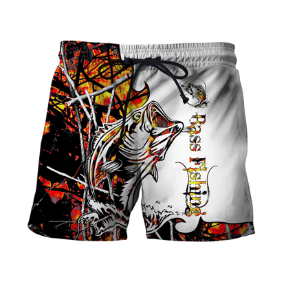 Bass Fishing Sport Orange Camo tattoo 3D shirts for men and women