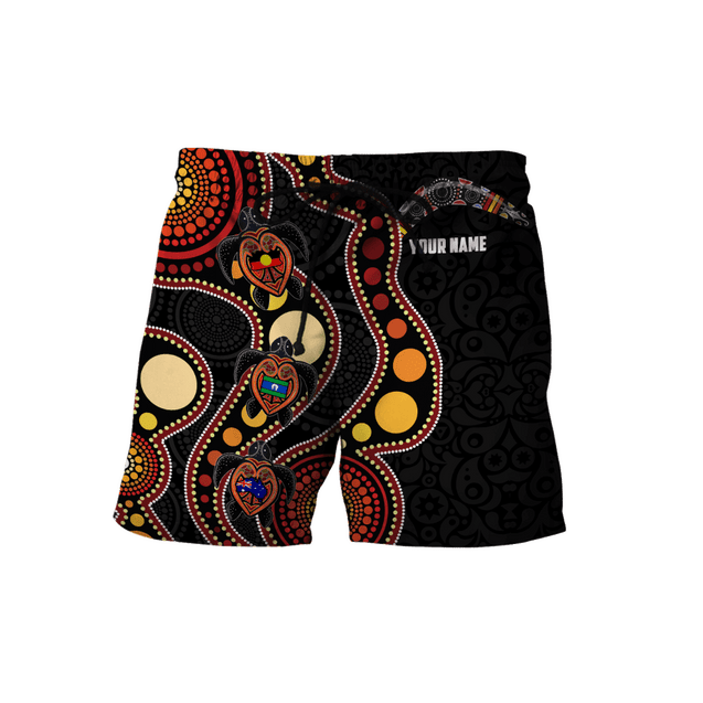 Custom name Aboriginal turtles circle dots 3D design printed shirts