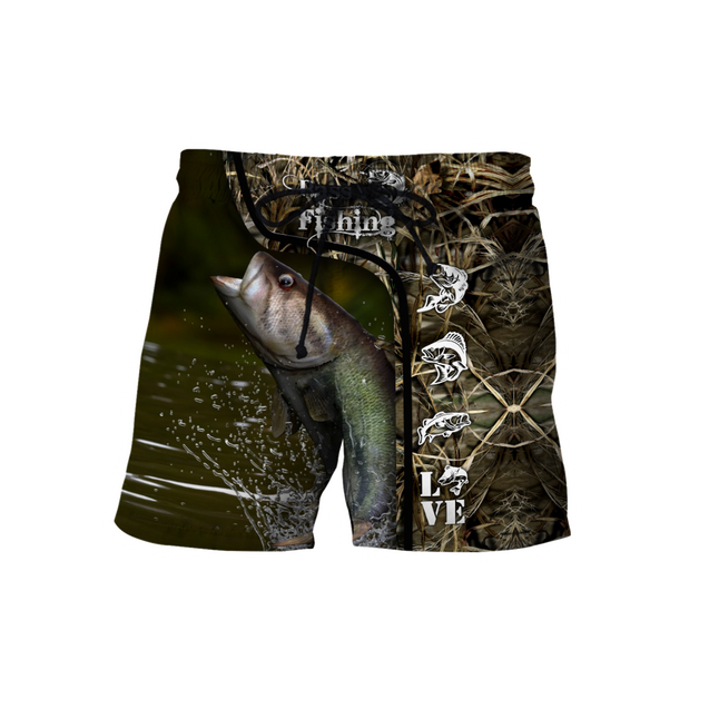 Custom name Bass Fishing water camo 3D print shirts