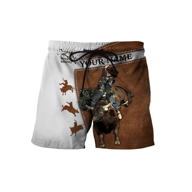 Personalized Name Bull Riding 3D All Over Printed Unisex Shirts Brown Bull