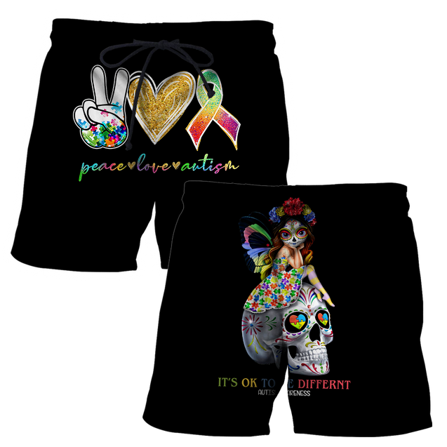 3D All Over Printed Autism Awareness -Cute Skull  Unisex Shirts XT