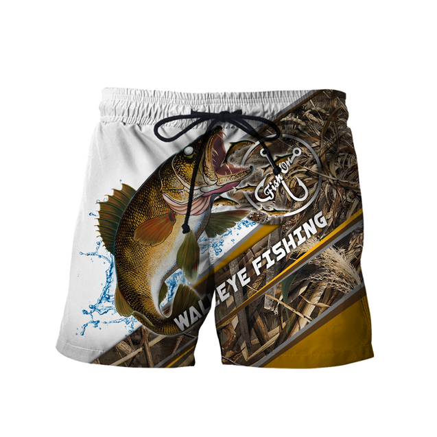 Custom name Walleye Fishing camo 3D print shirts