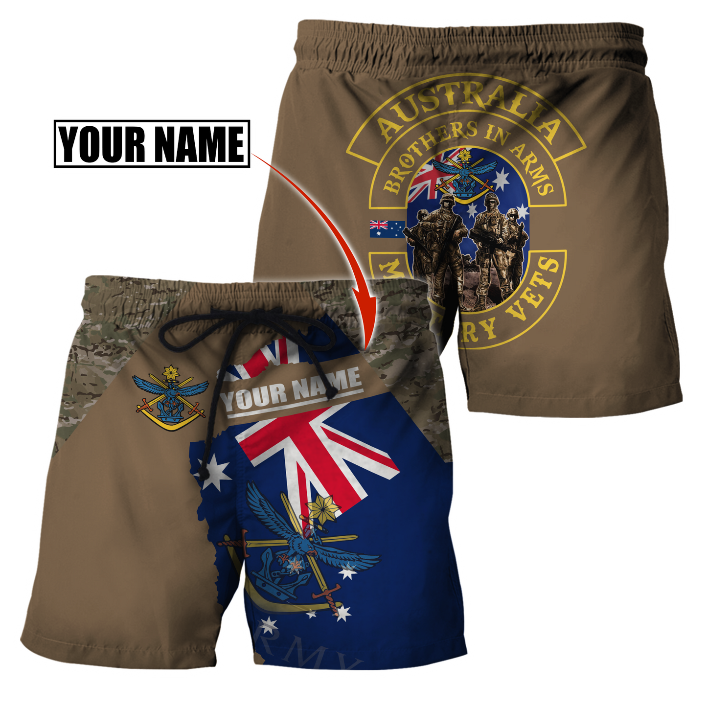 Custom name Australia Army Brothers in arms AU Veteran 3D print shirts