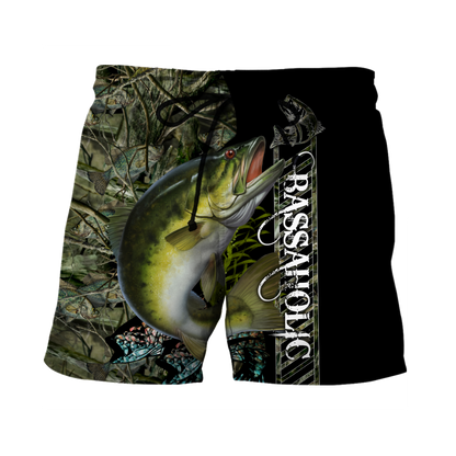 Fishaholic Bass Fishing camo unisex 3d all over printed shirts