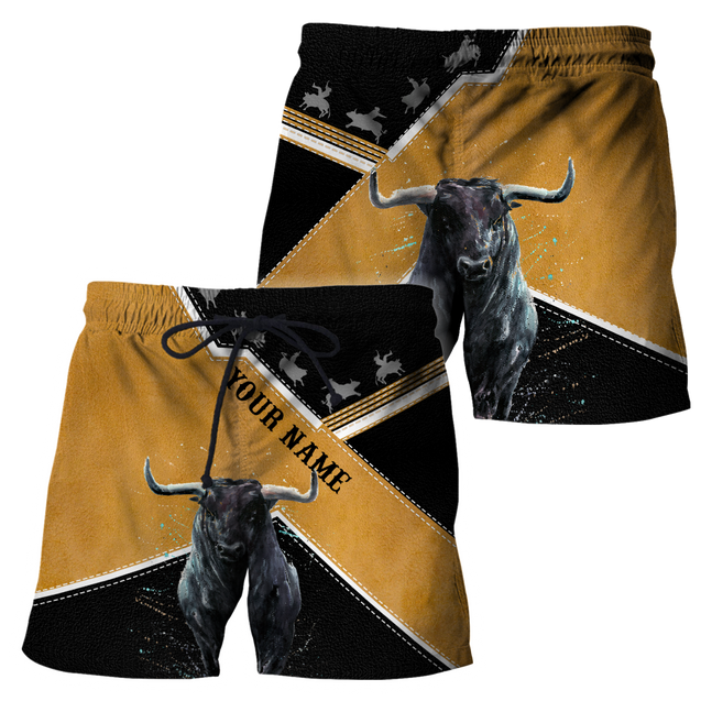 Personalized Name Bull Riding 3D All Over Printed Unisex Shirts Black Bull