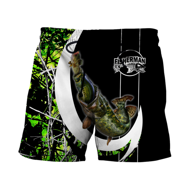 The great fish eats the small Green Camo Hook 3d print shirts