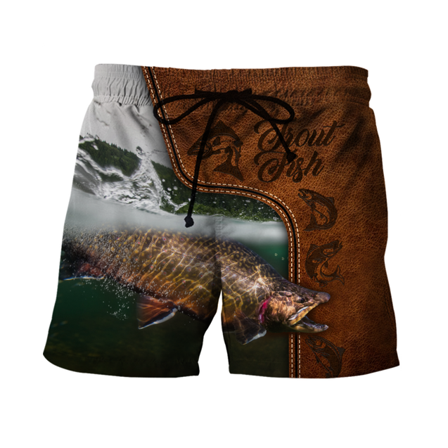 Trout Fishing water camo Cosplay leather 3D print shirts