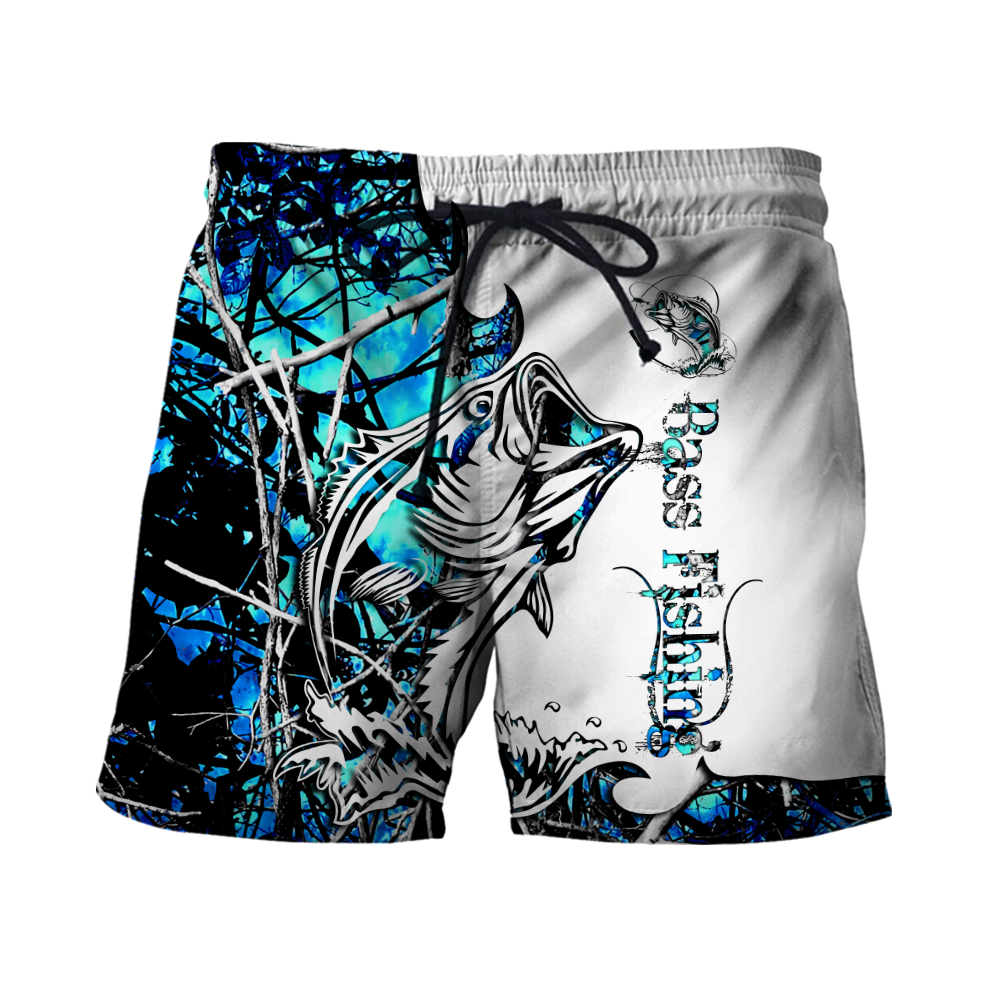 Bass Fishing Sport Blue Camo tattoo 3D shirts for men and women