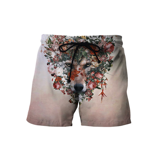 Wolf Floral 3D All Over Printed Unisex Deluxe Hoodie ML