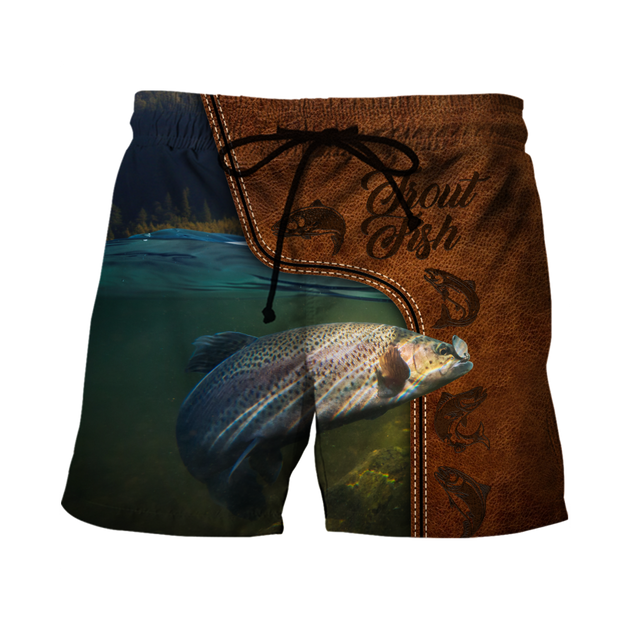 Trout Fishing water camo Cosplay leather 3D print shirts