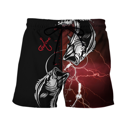 Bass fishing tattoo the rule Red colour 3D print shirts