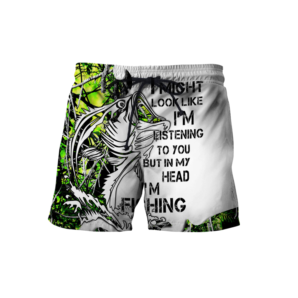 Custom name In my head I'm fishing Bass fishing Tattoo 3D print shirts