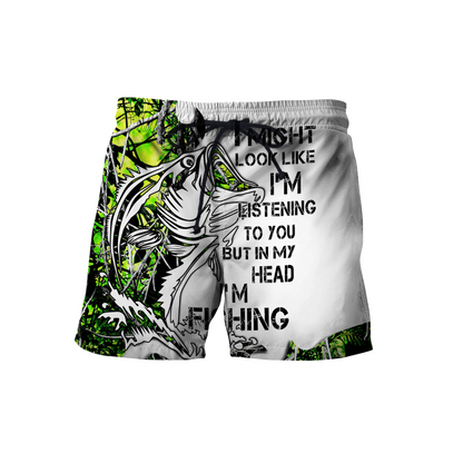 Custom name In my head I'm fishing Bass fishing Tattoo 3D print shirts