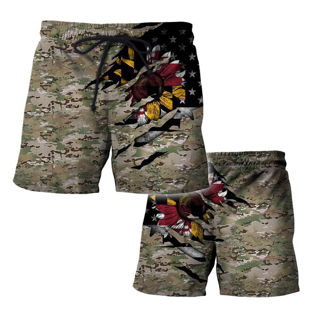 Maryland Sunflower Camo 3D All Over Printed Unisex Shirts