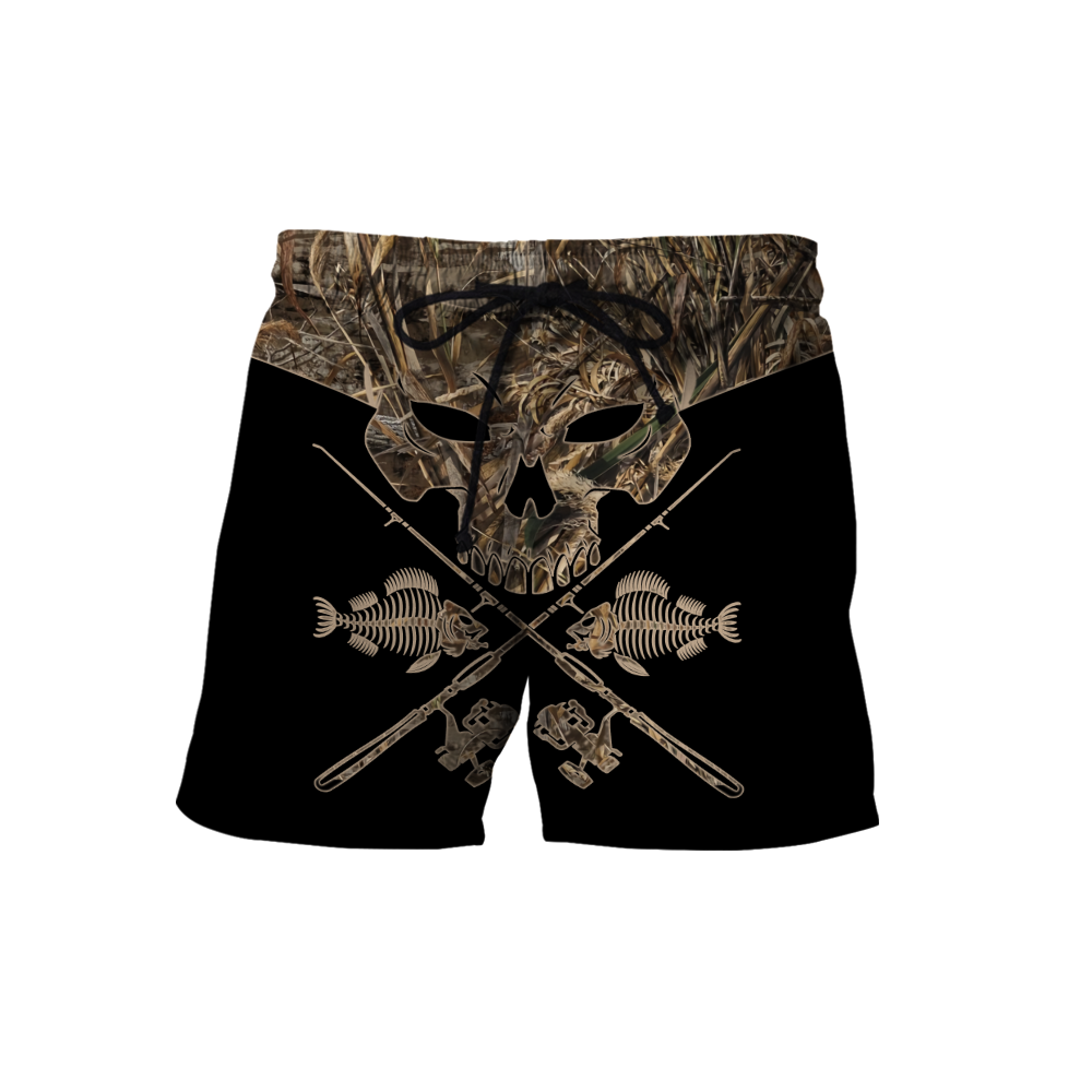 Skull Head Fishing Camo 3D design print shirts