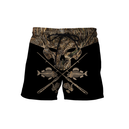 Skull Head Fishing Camo 3D design print shirts