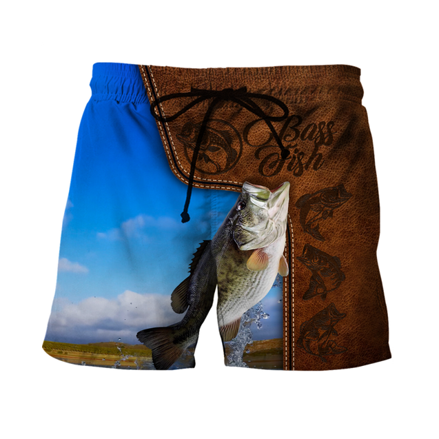 Bass Fishing water camo Cosplay leather 3D print shirts