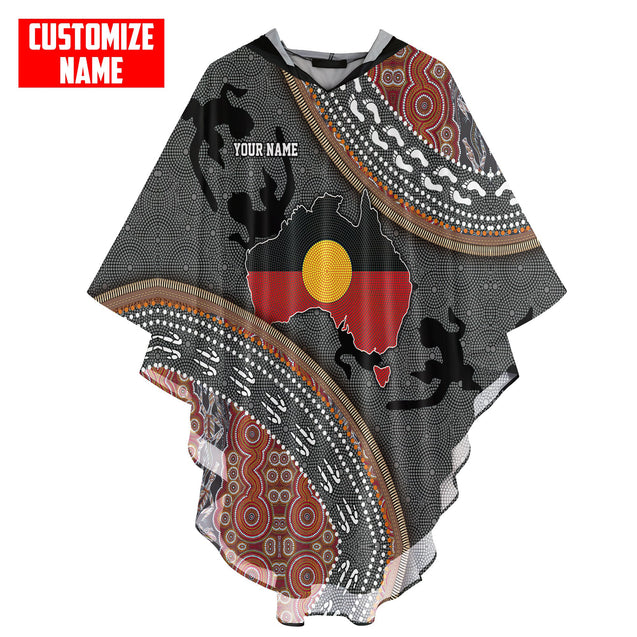 Custom name Aboriginal dots Zip pattern 3D printed Poncho