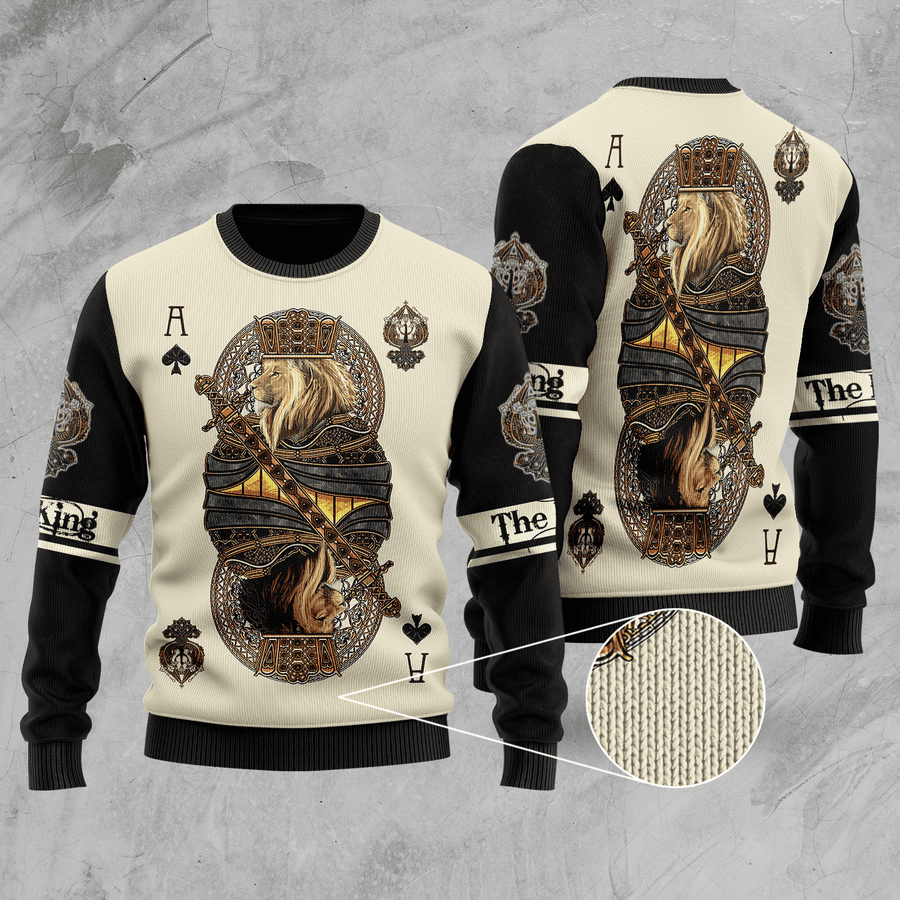 King Ace Spade Lion Poker 3D All Over Printed Unisex Shirts