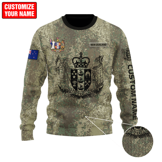 Custom Name New Zealand Aotearoa Coat Of Arm Army 3D All Over Printed Unisex Shirts