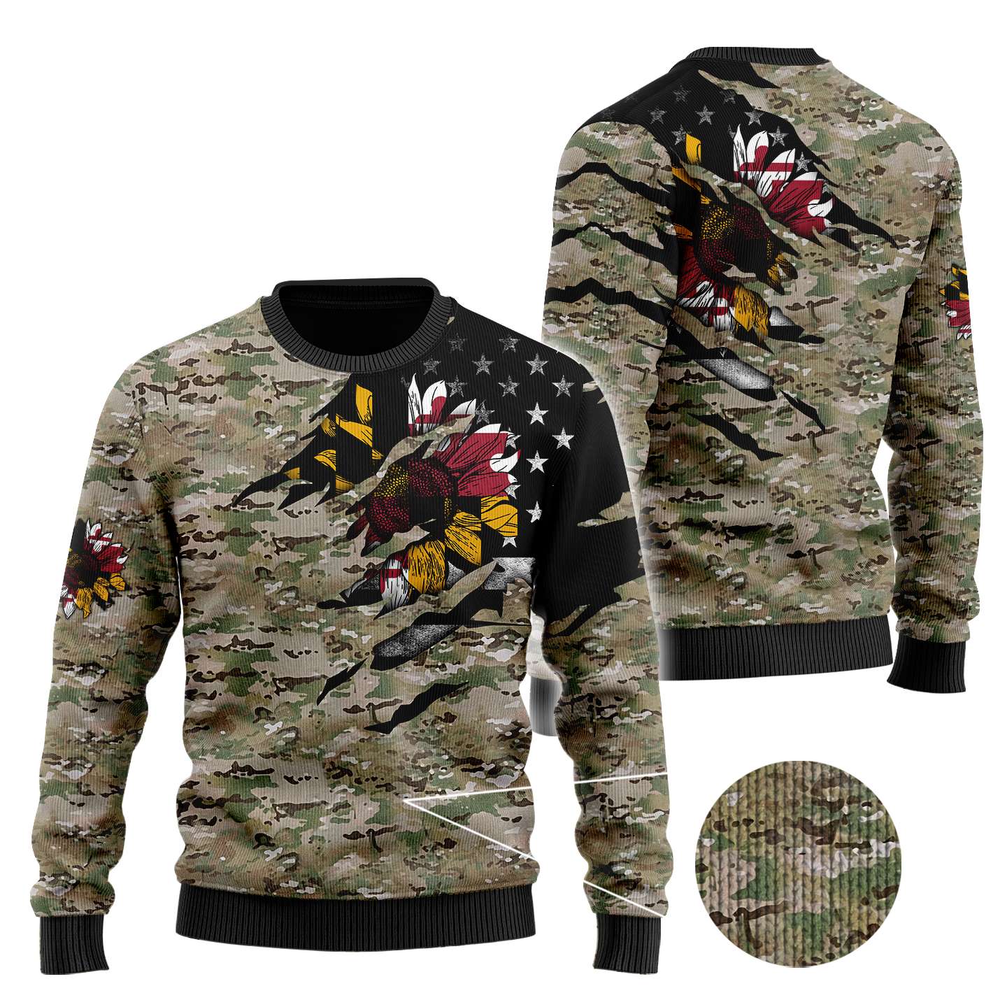 Maryland Sunflower Camo 3D All Over Printed Unisex Shirts