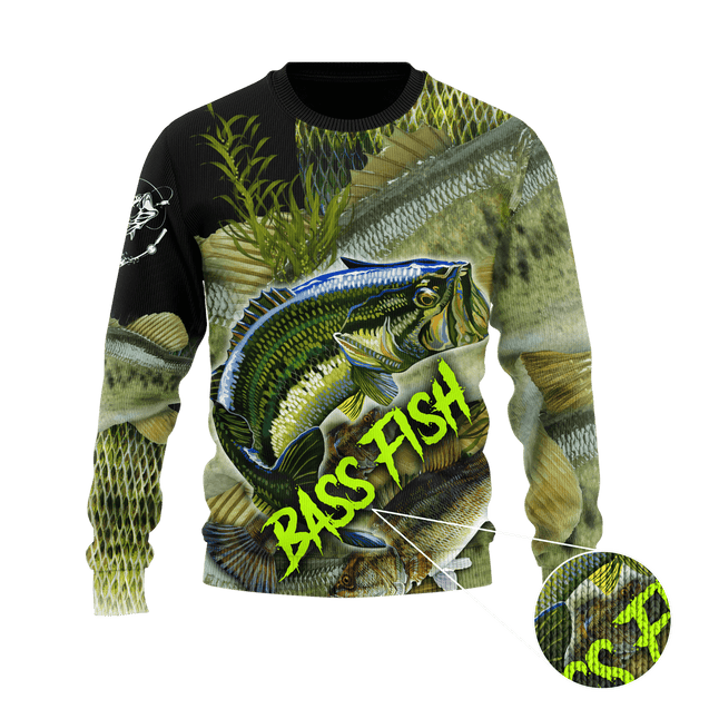 Bass fishing on skin 3D print fishing shirt for men and women