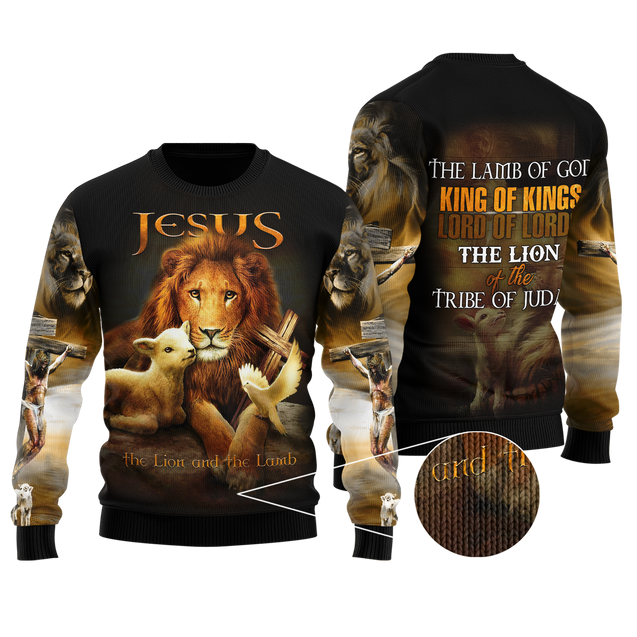 Jesus - The Lion And The Lamb 3D All Over Printed Shirts