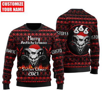 Customize Name Skull Satanic 3D All Over Printed Unisex Shirts