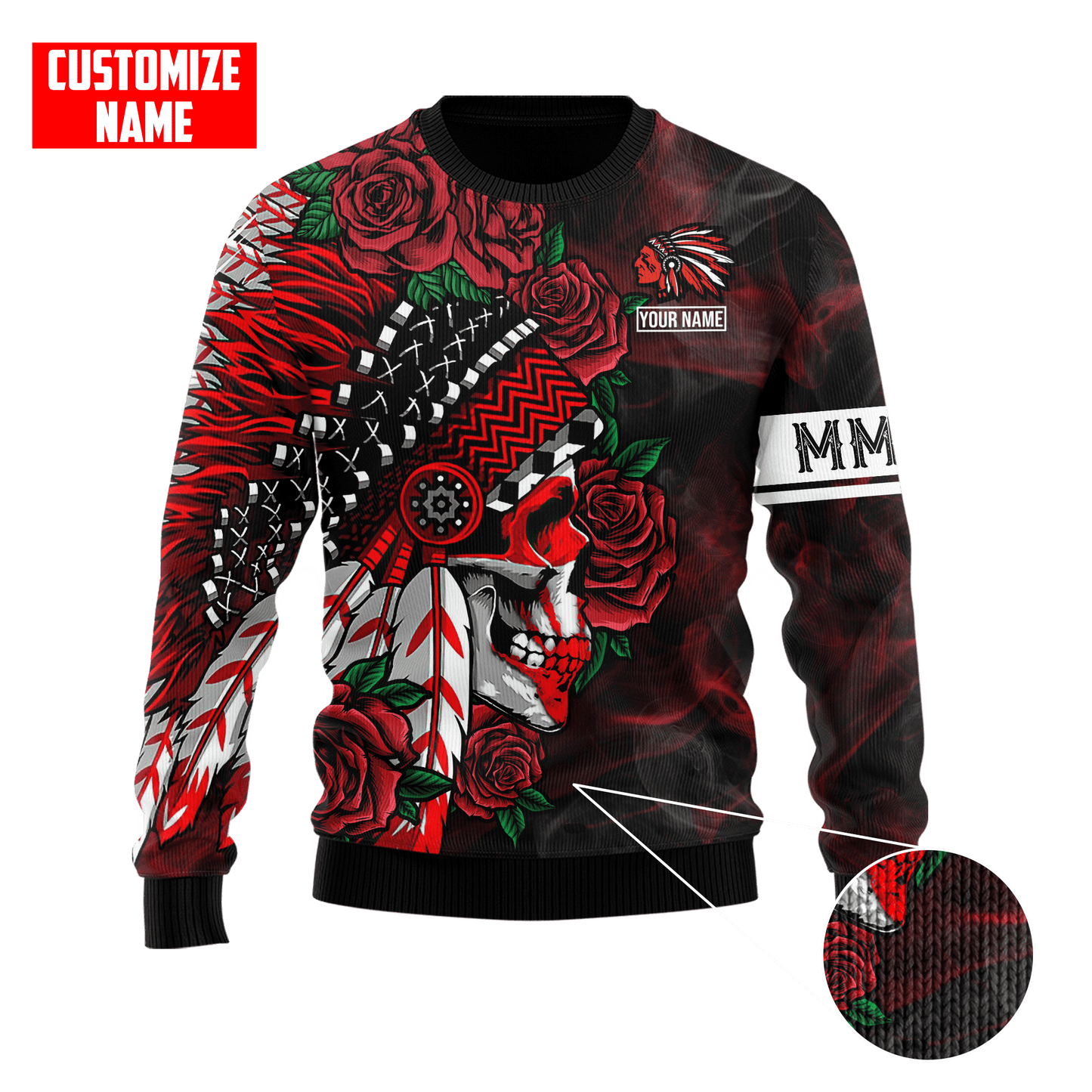 Customized name Native American Chief Skull MMIW Red Hand 3D All Over Printed Shirts