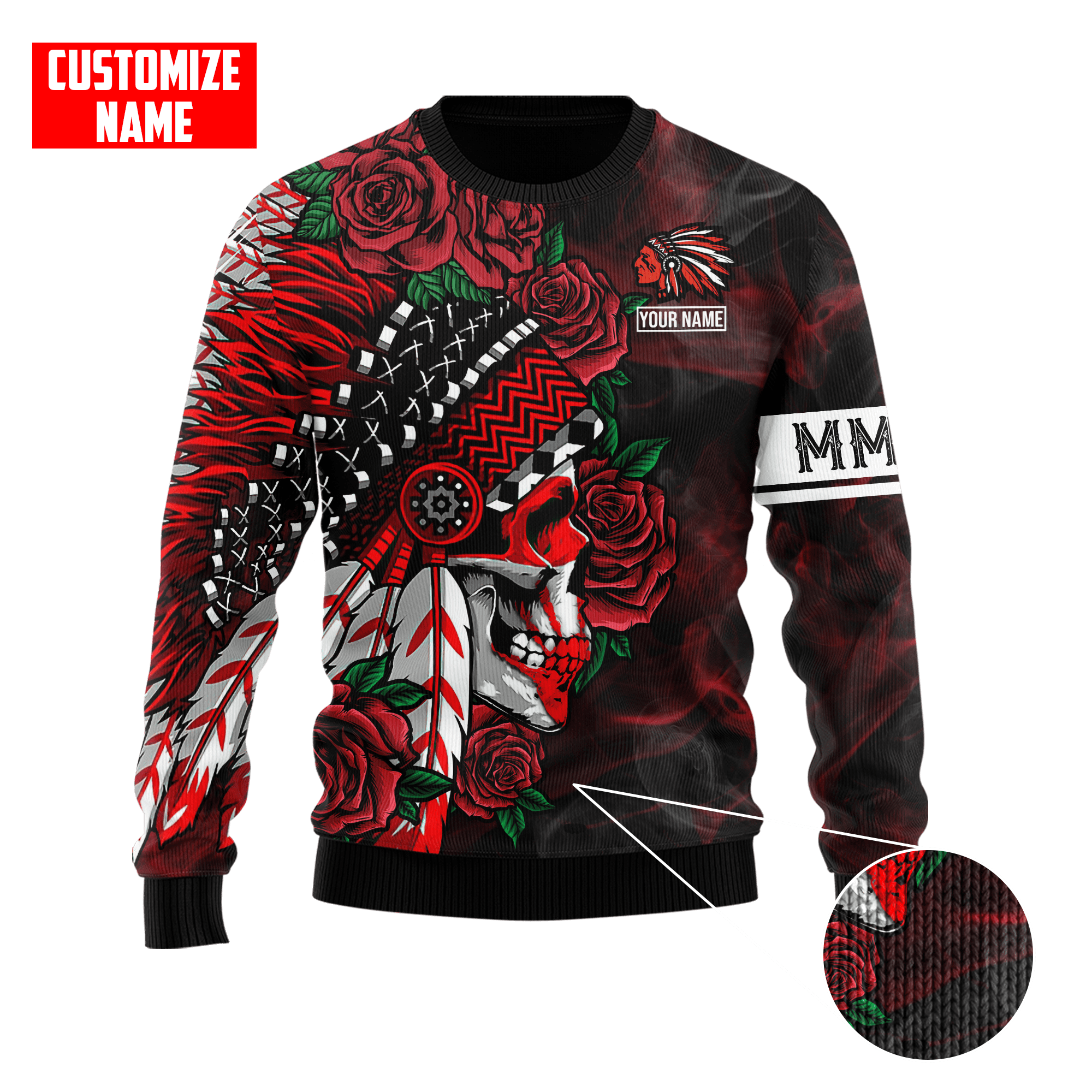Customized name Native American Chief Skull MMIW Red Hand 3D All Over Printed Shirts