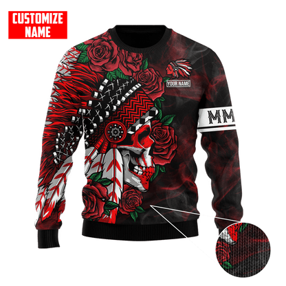 Customized name Native American Chief Skull MMIW Red Hand 3D All Over Printed Shirts