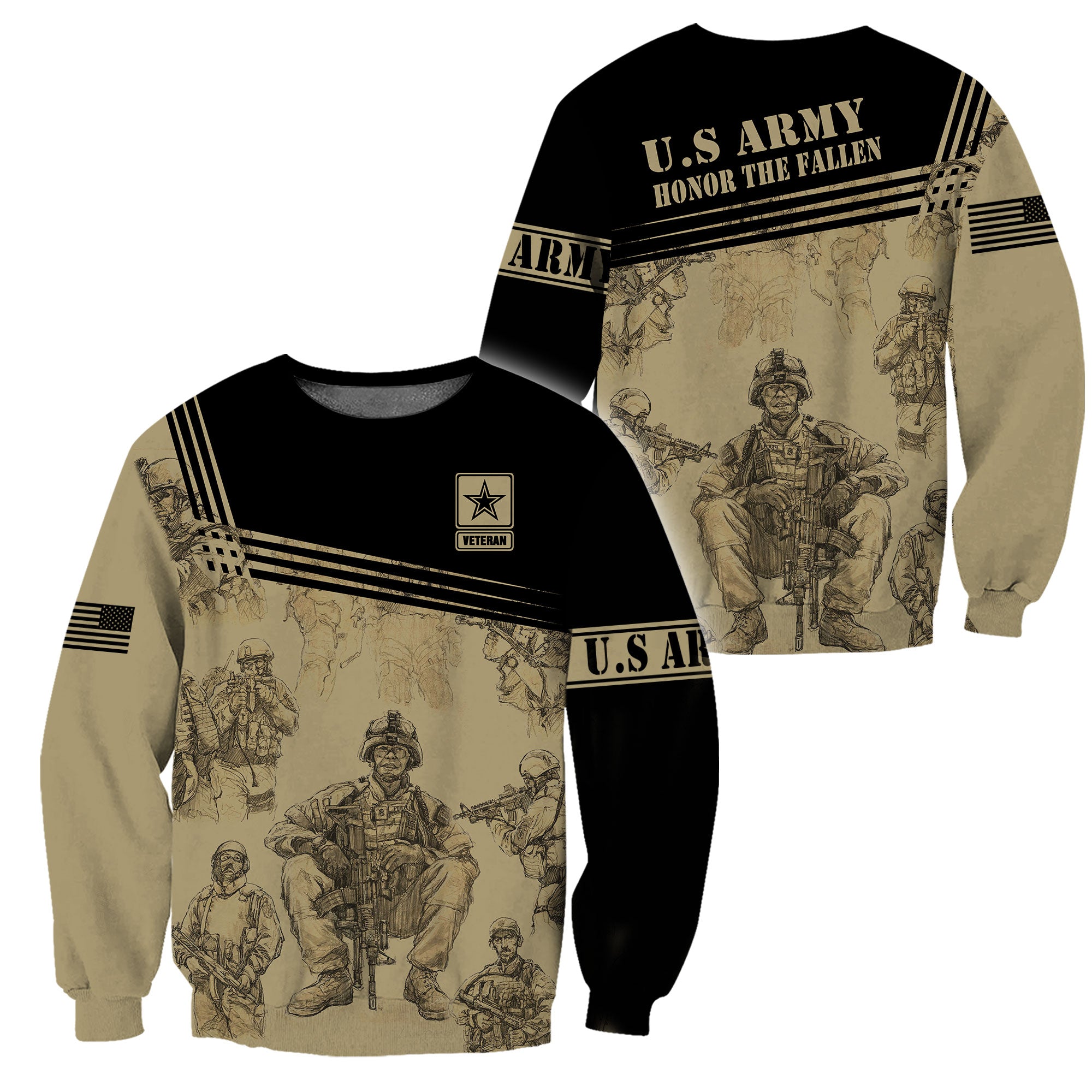 US Army Veteran 3D All Over Printed Unisex Shirts