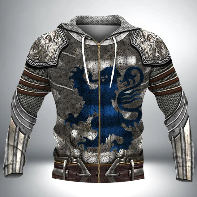 Scotland Armor Knight Warrior Chainmail 3D All Over Printed Shirts For Men and Women TT290202-Apparel-TT-Zipped Hoodie-S-Vibe Cosy™