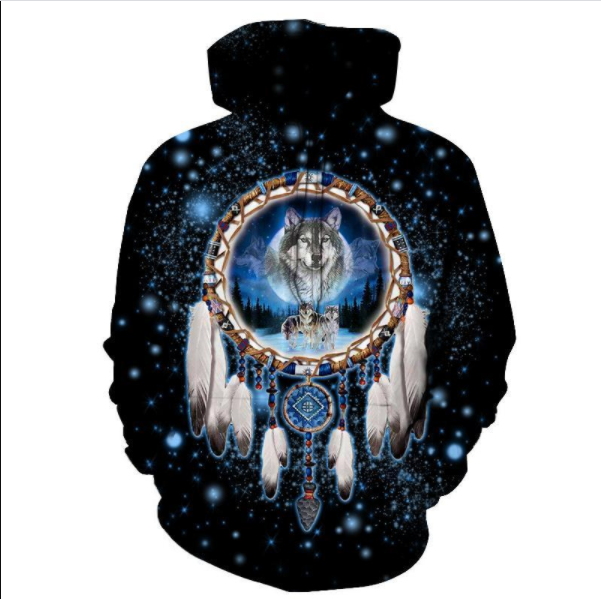 Premium Wolf Native American Galaxy 3D All Over Printed Unisex Shirts