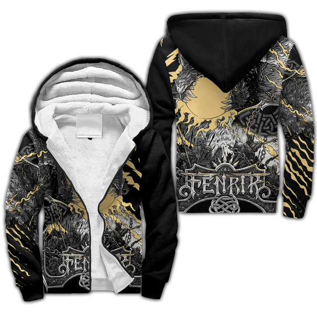 Fenrir Wolf Viking All Over Printed Unisex Deluxe Hoodie ML