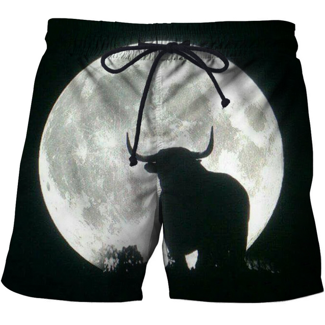 3D All Over Print Bull Bull Moon-Apparel-PHLong-Short-S-Vibe Cosy™