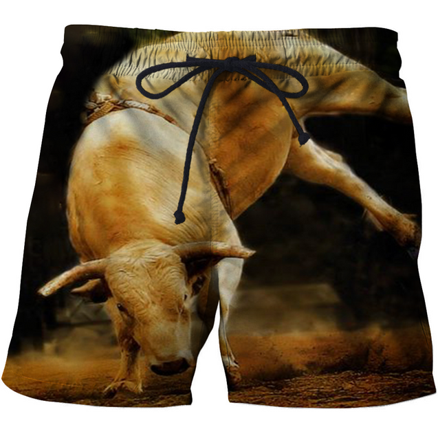 3D All Over Print Bull White Crazy Bull PHL102-Apparel-PHLong-Short-S-Vibe Cosy™